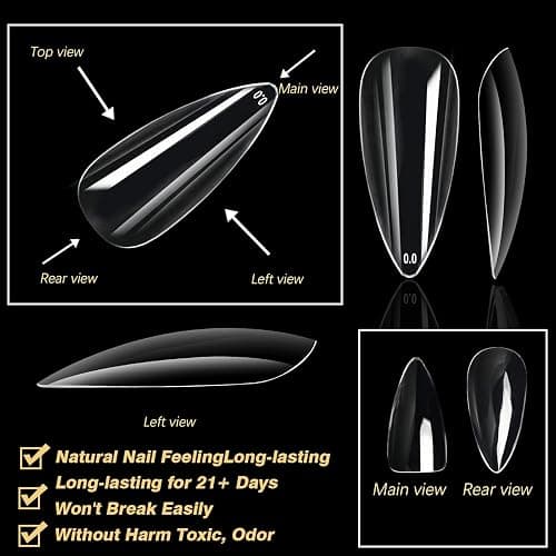 Cycullinyt 600pcs Sculpted Medium Stiletto Soft Gel Nail Tips, Professional False Nail Tips with Box - 14 Sizes Full Cover Clear Acrylic Press On Fake Nails for Extension Manicure Salon DIY at Home thumbnail 4