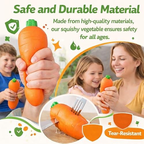 Squeezy Carrot, Realistic Carrot Squishy Jumbo, Giant Carrot Stress Relief Toy, 5.5 Inch Slow Rising Squeeze Carrot Fidget Ball, Portable Anxiety Relief Tool & Cute Desk Decor (1pcs) thumbnail 5
