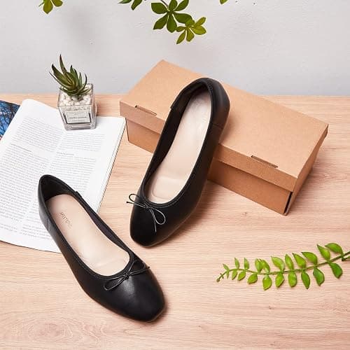 AFEETSING Women's Round Toe Ballet Flats Comfortable Bow Dressy Flats Shoes for Women thumbnail 2