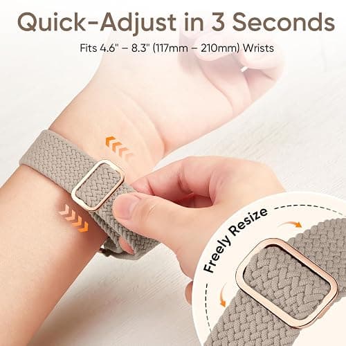 4 Pack Braided Stretchy Band Compatible with Apple Watch Bands Women Men | 40/41/38/42/44/45/46/49mm Breathable Nylon Elastic Daily Use Straps for iWatch Series 11/10 9 8 7 6 5 4 3 SE/Ultra 2 thumbnail 3