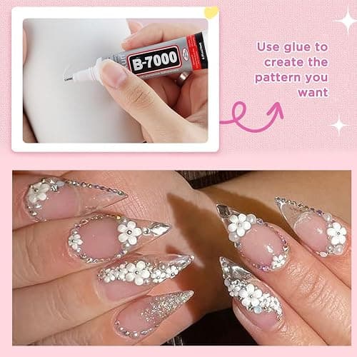 VelvetGlow 3D Nail Charms and Nail Gems, Cute Nail Rhinestones and Charms Y2K for Nails Nesign,Variety Butterfly Bow Moon Star Flower Junk Case Charms Gold Pearls Nail Jewels for Nail Art thumbnail 5