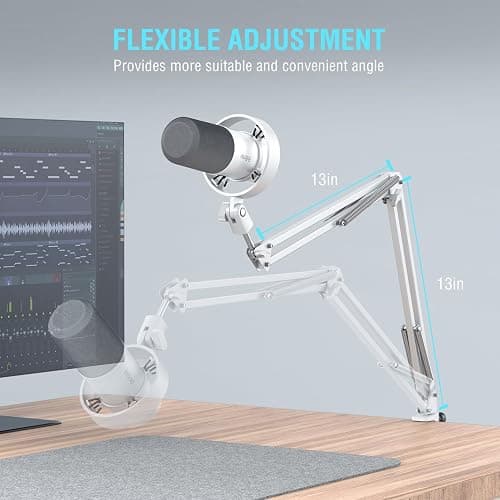 FIFINE Dynamic Microphone with Boom Arm, Studio Vocal XLR Microphone, Podcast USB Mic Kit for PC with Mute Button, Volume Knob, Headphone Jack, for Streaming Recording-AmpliTank K688CT White thumbnail 7