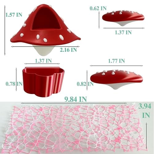 Okueejur Jumping Spider Accessories Kit – 6 Pcs Set with Mushroom Platforms, Magnetic Feeder Dish, and 2 Spider Webs (Pink & White) for Climbing, Feeding, and Decorating thumbnail 2