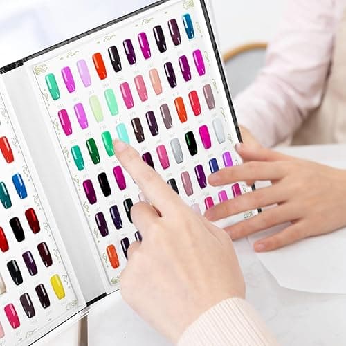 vnjaoi 120 Nail Color Chart Display Book, Plastic Nail Swatches Nail Gel Color Card with 240PCS Natural Colours Replacement Nails Nail Art for Nail Salons, DIY Nail Art at Home (Black) thumbnail 6