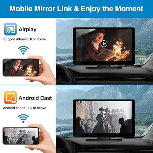 BOXGVO Wireless Carplay Screen for Car with 4K Dash Cam, 9" Portable Carplay & Android Auto, Car Touchscreen with 1080p Backup Camera, GPS/Voice Control/FM//Mirror Link/Bluetooth thumbnail 5