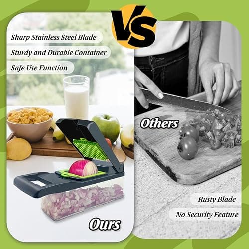 Vegetable Chopper, Multi-Functional 14 in 1 Food Chopper With 3 Blades and 5 Blades for Cutting Onions, Carrots, Tomatoes, Fruits thumbnail 7