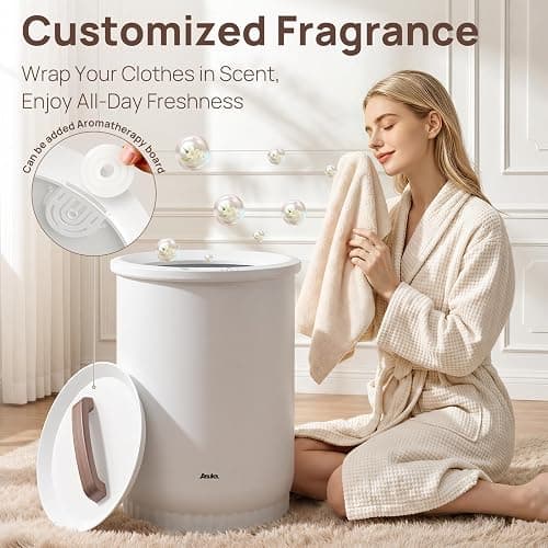 Asuka Towel Warmer, Large Towel Warmer for Bathroom with Wood Handle, 4 Delay Settings&Auto Shut Off, Towel Warmer Bucket Fits Two 40"X70" Oversized Towels, Bathrobes, Blankets, PJ's and More, White thumbnail 6