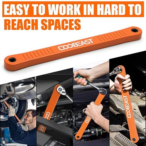 coobeast 3/8 inch offset extension wrench Impact Ready Socket Wrench Extender Tool with Versatile 1/4", 3/8", and 1/2" Square Drive Adapters, Universal Extensions Wrench for Small Place thumbnail 7