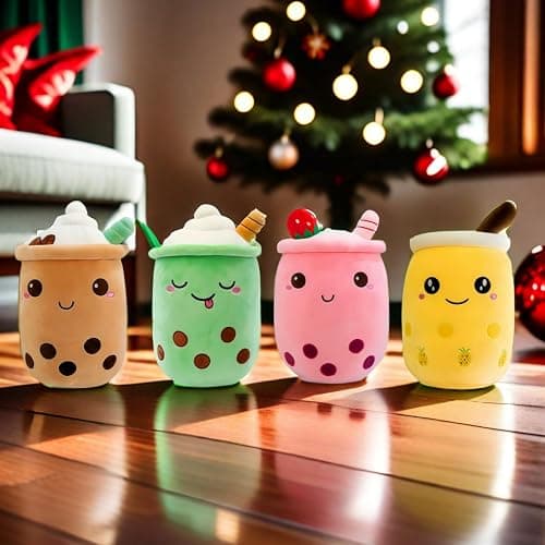 2 Pack Bubble Tea Plush Cute Stuffed Animal Stuffy Milk Cup Plushie Pillow, Soft Kawaii Ice Cream Cupcake Toys Gifts for Kids (Pink & Green) thumbnail 6