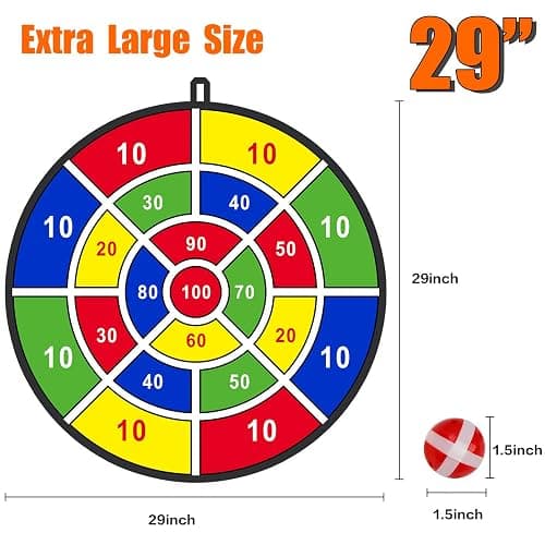BooTaa 29" Large Dart Board for Kids, Kids Dart Board with Sticky Balls, Boys Toys, Indoor/Sport Outdoor Fun Party Play Game Toys, Birthday Gifts for 3 4 5 6 7 8 9 10 11 12 Year Old Boys Girls thumbnail 7