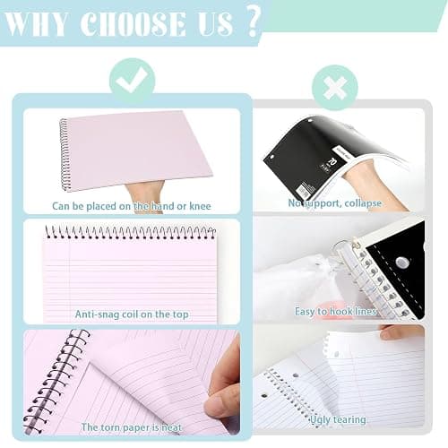 gisgfim 6 Pcs Pastel Top Bound Spiral Notebooks 8.5" x 11" College Ruled Aesthetic Legal Pad Top Spiral Steno Pads Colored Paper Assorted Covers Spiral Notebook for Writing School Office Supplies thumbnail 4