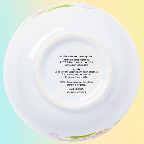 Silver Buffalo Strawberry Shortcake and Custard “A Little Love is All it Takes” Ceramic Ramen Bowl with Chopsticks and Spoon, 20 Ounces thumbnail 8