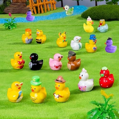 U-Zimikee 80 Pcs Resin Ducks with Storage Box, Multicolor Mini Resin Ducks, Tiny Duck to Hide, Miniature Duck Figurines Bulk for Fairy Garden, Micro Landscape Ornament Dollhouse Decoration thumbnail 3