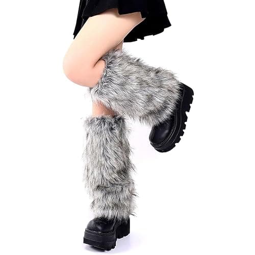 Muorruo Fluffy Leg Warmers, Long Furry Leg Warmers, Warm Fur Boot Covers for Women and Girls for 80s Parties, Festivals, Cosplay and Everyday Winter Wear - Image 1