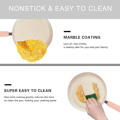 LECOOKING Crepe Pan, Dosa Pan, 8.7 inch Nonstick Crepe Pan, Dosa Tawa Tortilla Pan, Induction Compatible (Light Pink) thumbnail 4