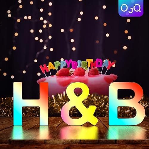 OJQ Light Up Letters LED Letter - Marquee Letters Room Decor Alphabet Letter Music Sync Color Change Colorful - Christmas Birthday Gifts for Girl - Teen Girls Gifts Party Home Wall Decor thumbnail 8