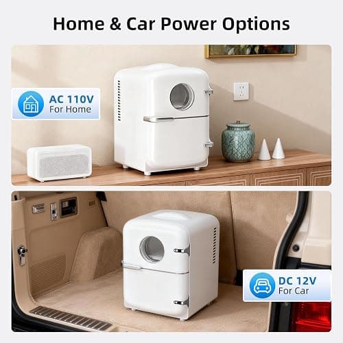 Antarctic Star Mini Fridge, 4L Capacity/6 Cans Portable Cooler and Warmer Compact Refrigerator, for Bedroom,Car,Office and Dorm, Small Cooler and Warmer for Cosmetics, Beverage and Food, White thumbnail 7