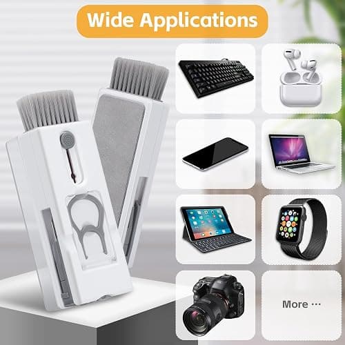 Alyvisun 11 en 1 Kit Limpieza PC Multifuncional, Cepillo de Limpiador Teclado con Extractor de Teclas, para Laptop, Teléfonos, Auriculares, Gris thumbnail 7