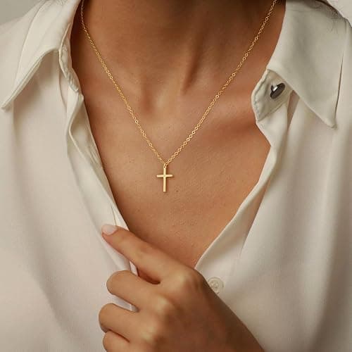 Turandoss Gold Cross Necklace for Women Girls Jewelry Gifts, Dainty 14K Gold Plated Cross Necklace Infinity CZ Holy Mary Medal Necklaces for Women Baptism Religious Faith Jewelry First Communion Gifts thumbnail 3