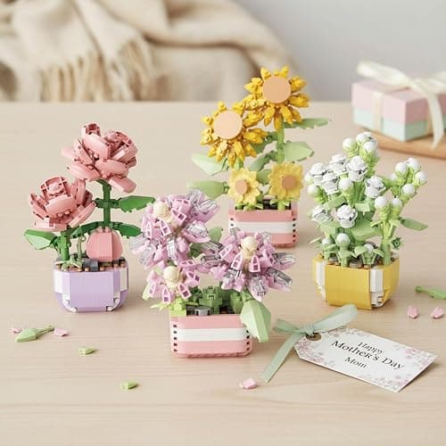 YINGYIWH Mini Flowers Botanical Collection Building Sets,Plants Office Home Decor Bonsai Building Toys, Creative Flowers Building Project for Adults, Gifts Ideas for Girls Women(4set) thumbnail 8