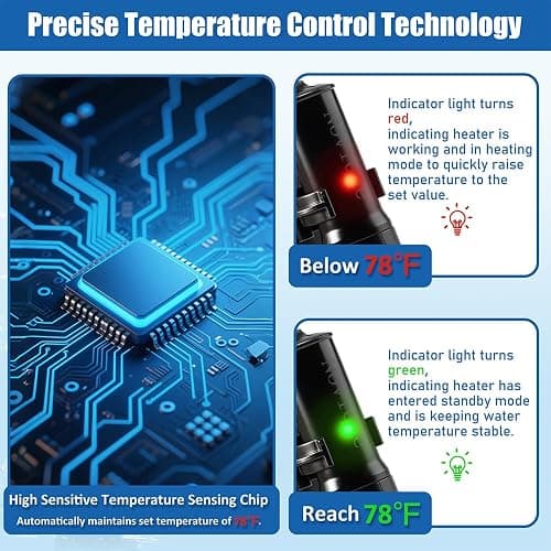 Novique Mini Submersible Aquarium Heater 25W Small Betta Fish Tank Heater with Digital Thermometer (Preset Temperature 78℉) thumbnail 3