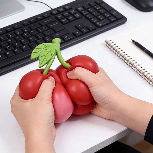 Giant Cherry Squishies Stress Ball, Soft Squeeze Stretch Fidget Toy for Adults, Realistic Slow Rising Fruit Sensory Stress Toy for Anxiety Relief, Gift Party (1 pc) thumbnail 2
