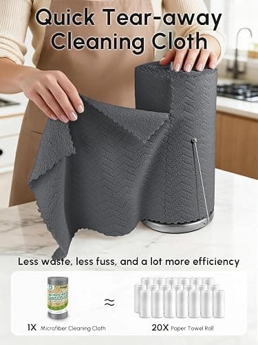 SOOWASH Microfiber Cleaning Cloths Roll, 75 Pack Tear Away Microfiber Towels Roll, 12" x 12" Lint Free Rags, Reusable Cleaning Cloths,Washable,Scratch Free,Ultra Absorbent Dish Rags(Dark Grey Ripple) thumbnail 3