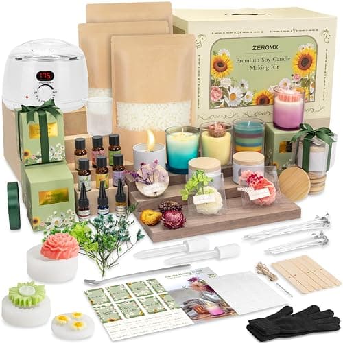 ZEROMX Candle Making Kit for Adults Beginners – 1200g Soy Wax, Digital Wax Melting Pot, Floral Candle Molds, Gift Boxes, Premium Candle Making Supplies, Complete DIY Set, Christmas Craft Gifts - Image 1