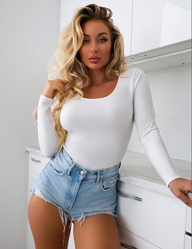 Ekouaer Womens 3 Pack Long Sleeve Shirts Scoop Neck Tops Stretch Fitted Undershirt Lightweight Basic Thermal Tee XS-XXL thumbnail 4