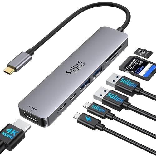 USB C Hub HDMI Adapter for MacBook Pro/Air, 7 in 1 USB C Dongle with HDMI, SD/TF Card Reader, USBC Data Port,100W PD, and 2 USB 3.0 Compatible for MacBook Pro/Air, Dell XPS, Lenovo Thinkpad - Image 1