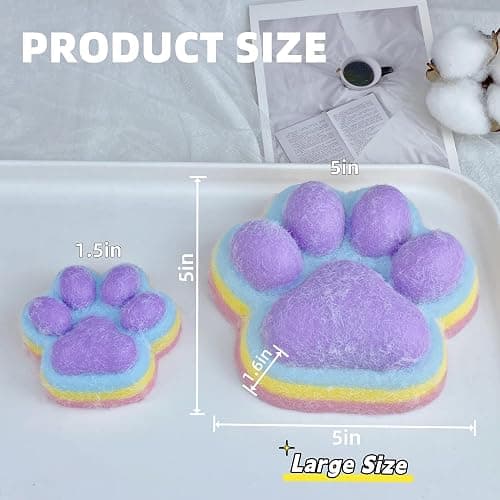 Fufu Big Cat Paw Squishy Toy 5 Inch Sticky Cat Paw Print Squishies Large Pinch Family Tuba Squishy Tangcii Giant Rainbow Cat Paw Squeeze Toy for Adults Stress Relief thumbnail 3
