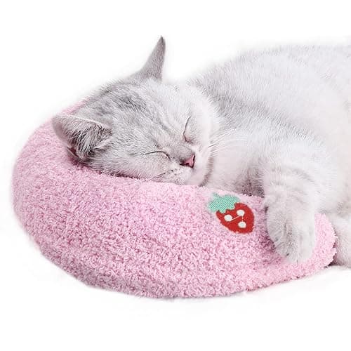 Whimsicalfox Cat Pillow for Indoor Cats, Ultra Soft Fluffy Cat Calming Pillow, Half Donut Cuddler with Cute Embroidery Pattern Providing Support of Pet Neck, Machine Washable - Image 1