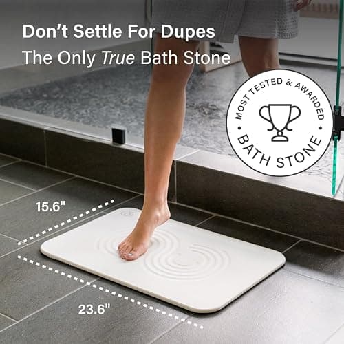Dorai Home Stone Bath Mat - Premium Diatomaceous Earth Bath Floor Mats with Non-Slip Base, Fast-Drying Modern Shower Mat for Bathroom | Zen Sandstone - 23.6"x15.4" thumbnail 2