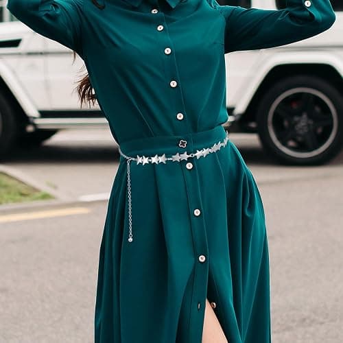 ElevateTech Women Star Waist Chain Metal Belly Chain Belt Adjustable Plus Size Chain Body Cute Decorative Accessories Suitable Formal Wear Jeans Dresses Casual Pants Girls Gifts (Gold) thumbnail 3