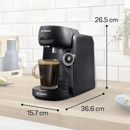 Bosch Tassimo finesse friendly Kapselmaschine TAS162E, 70 Getränke, intensiverer Kaffee auf Kopfdruck, Abschaltautomatik, nachhaltig, perfekt dosiert, 1400 W, schwarz/schwarz thumbnail 3