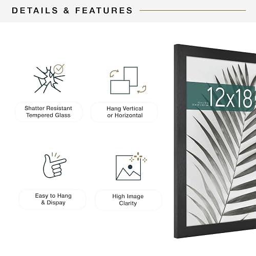 MCS Studio Gallery 12x18 Picture Frame Black Woodgrain Engineered Wood, Rectangle Photo Frame for Photos, Posters & Art Prints (1-Pack) thumbnail 6