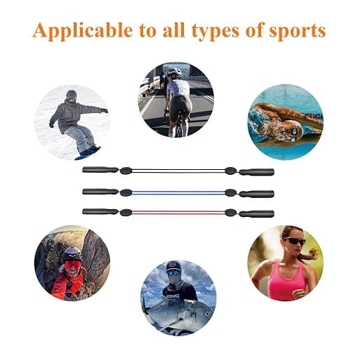 Favanty Glasses Strap Sports, Adjustable Sunglass Strap 3PCS Black | Steel wire cord, No Tail short design, secure glasses during exercise, adjustable fit for sports & daily wear, unisex thumbnail 6