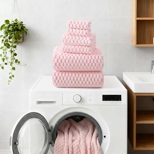 REDKISS Pink Microfiber Bath Towels Set of 6-35x70 Inches Oversized Bath Sheets, Extra Large Bath Towels Set of 6 for Adults, Super Soft Quick Dry Lint Free Absorbent Microfiber Shower Towels thumbnail 7