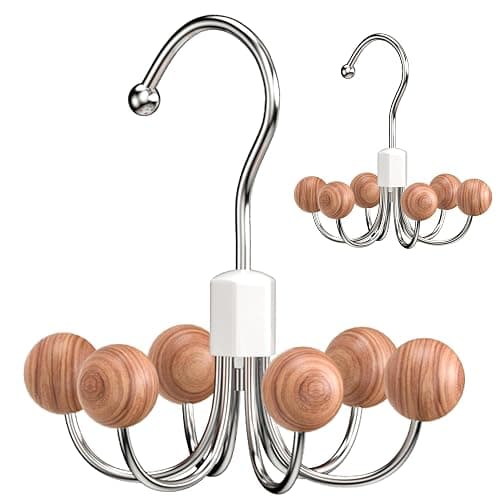 OHIYO 2-Pack 360° Swivel Hoodie Hangers with 6 Cedar Balls, Closet Organizer for Bra, Scarves, Belts, Purse & Accessories Storage - Image 1