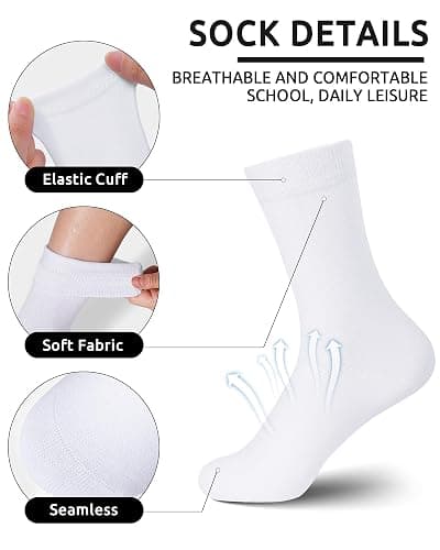 Somaibo 8 Pairs Kids Socks for Boys Girls Crew Dress Athletic Socks Soft Cotton Seamless Cushioned School Sock thumbnail 4