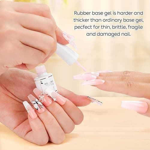 Nicedeco Rubber Base Gel Polish for Nails, Hema Free, Cruelty Free, Vegan, 12 Pcs Rubber Gel Nail Strengthener Nude Pink Nail Polish Kit 2 thumbnail 5