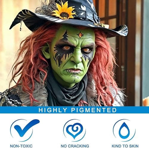 MEICOLY Lime Green Face Body Paint Stick,Christmas Stocking Stuffers,Elphaba Green Face Paint,Body Paint for Halloween SFX Cosplay Witch Makeup,Hunting Camo Paint,St Patricks Day Accessories thumbnail 5