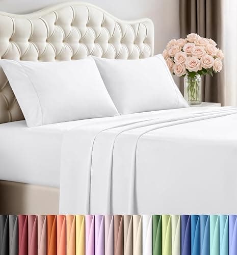 Utopia Bedding Queen Size Sheet Set – 4 Piece Bed Sheets, Soft and Breathable Microfiber, Includes 1 Fitted Sheet, 1 Flat Sheet and 2 Pillowcases – Oeko Tex (White) - Image 1
