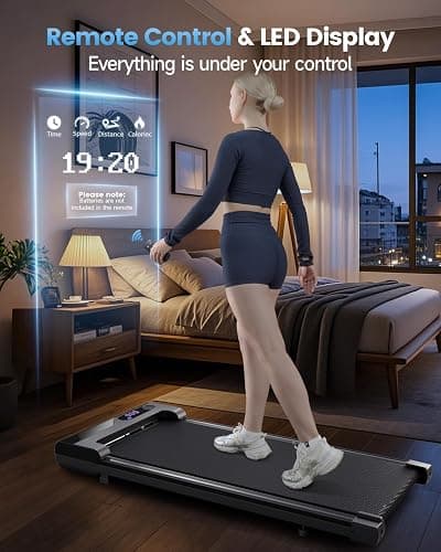 Walking Pad Treadmill for Home - Under Desk Treadmills Portable Mini Compact Walk Pads for Small Spaces Office Indoor Apartment Floor Flat Running Machine with Remote Quiet Lightweight thumbnail 4