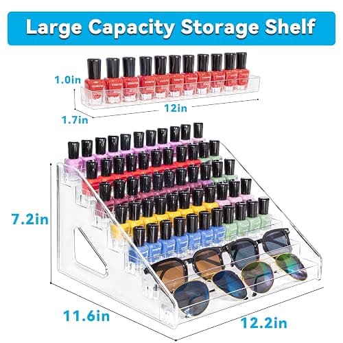 Pero Pero Nail Polish Organizer Acrylic Display Rack for Nail Polish Holder Sunglasses Organizer Essential Oils Holder Clear Eyeglasses Display Case Makeup Organizer thumbnail 3