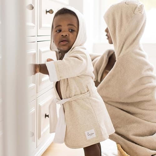 Burt's Bees Baby Infant Hooded Robe Organic Knit Terry Unisex Bathrobe, Newborn Bath Essentials, Unisex Boys and Girls, Size 0-9 Months Old thumbnail 5