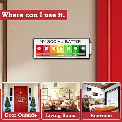 Acrylic Mood Door Sign for Creative Home Decor, 7 Emotion Expressions, Decorative Wall Art for Home and Office. (White) thumbnail 3
