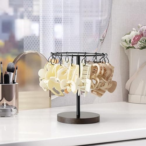 Dahey Metal Claw Clip Organizer Holder Stand Storage Display Hair Accessories Bedroom Bathroom College Dorm Room Decor for Women and Girls, Brown thumbnail 2