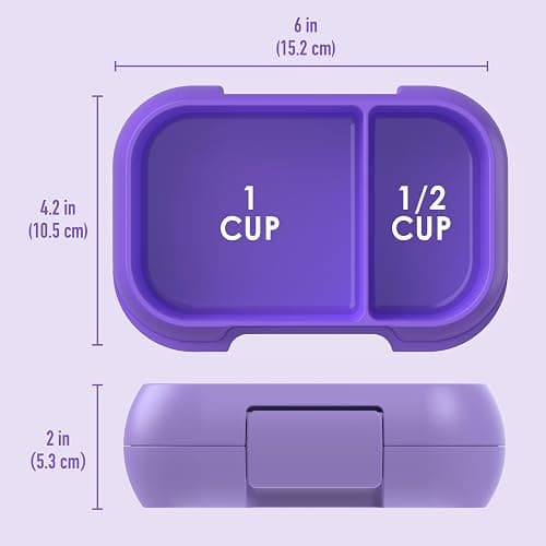 Bentgo Kids Snack - 2 Compartment Leak-Proof Bento Box Container for Snacks and Small Meals, Easy-Open Latch, Dishwasher Safe, BPA-Free for School, Daycare, & Sports - Ideal for Ages 3+ (Purple) thumbnail 3