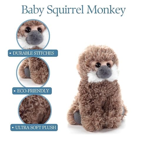 The Petting Zoo Squirrel Monkey Stuffed Animal Plushie, Gifts for Kids, Wild Onez Babiez Wildlife Animals, Monkey Plush Toy 6 inches thumbnail 9